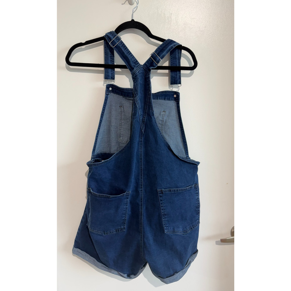 Vintage Inspired Cotton Blend Denim Overall Romper XL Blue Shortalls Utility - Picture 3 of 9